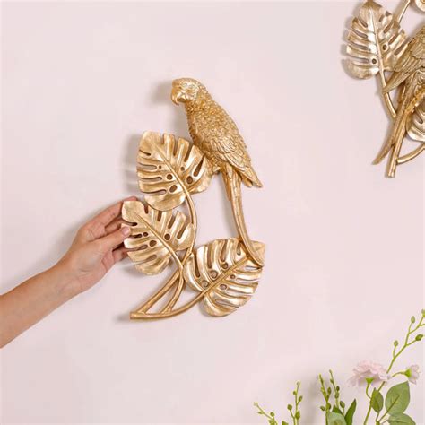 Parrot Monstera Wall Decor Gold Online - Premium Wall Decoration | Nestasia