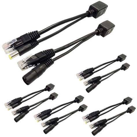5 Pairs Passive PoE Injector and PoE Splitter Kit with 5.5x2.1 mm DC ...