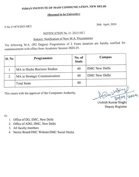 IIMC New Delhi to offer first ever MA programme starting academic ...