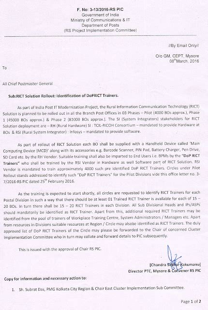 RICT Solution Rollout: Identification of DoP RICT Trainers