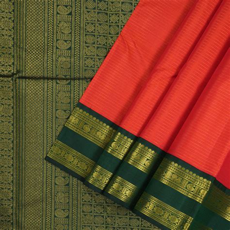 Hayagrivas Handloom Red Kanjivaram Silk Saree with Karum Pachai Border ...