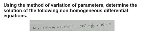 Image result for Homogeneous Solution to Variation of Parameters