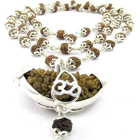 SHIVOHAM 1 Mukhi Rudraksha + 5 Mukhi Rudraksha Silver Mala 54+1 Beads ...