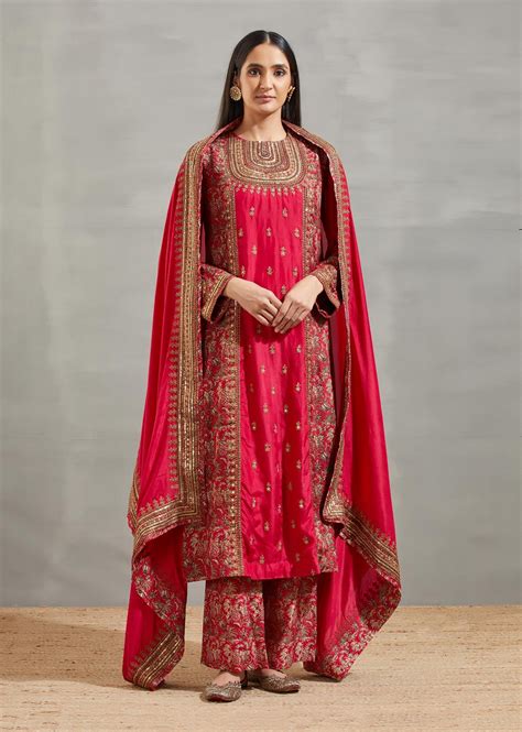 Magenta Copper Embroidery Salim Kurta Set – Debyani