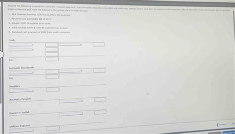 Solved: Analyze the following transactions using the T account approach ...