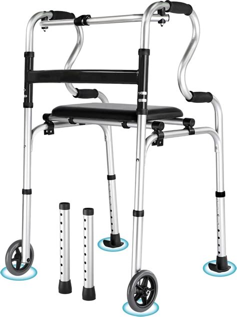 Amazon.com: Eosprim Walkers for Seniors with Seat, 4 in 1 Stand Assist Folding Walker with ...