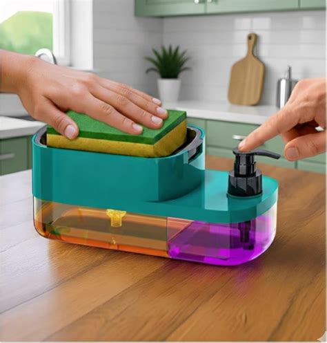 ABS Plastic 3 in 1 Soap Pump Dispenser for Kitchen Sink with Sponge ...