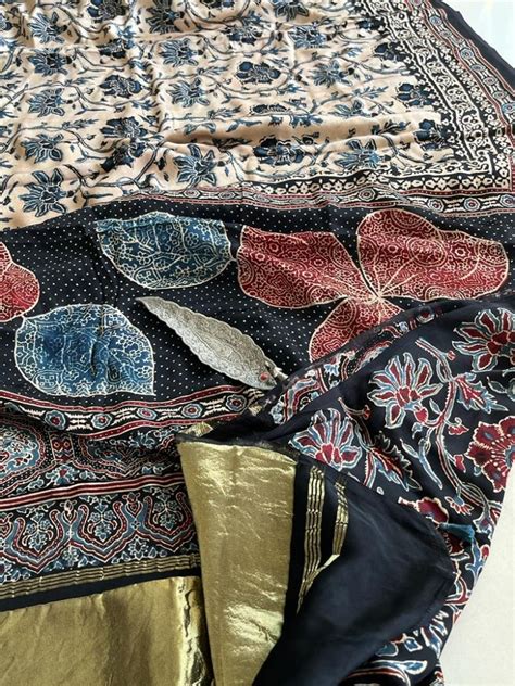 Beautiful handblock printed Modal Silk Saree