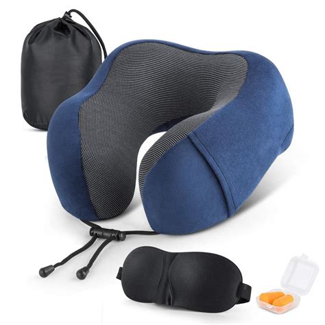 Buy Voroly Memory Foam Travel Pillow with Eye Mask & Travel Carry Bag ...
