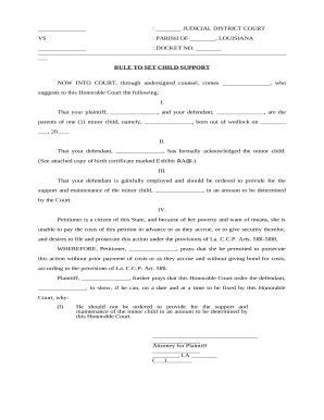 louisiana child support Doc Template | pdfFiller