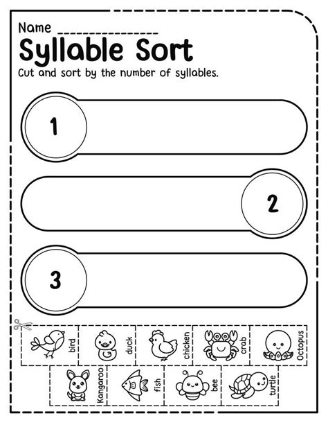 Free Count Syllables Worksheet 的图像结果