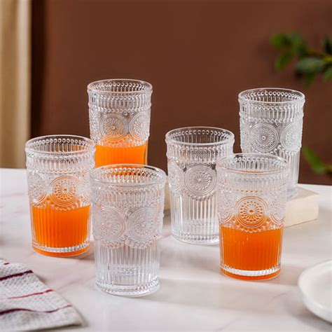 Set Of 6 Fluted Tall Glass Tumbler 300ml Online - Premium Tumbler ...