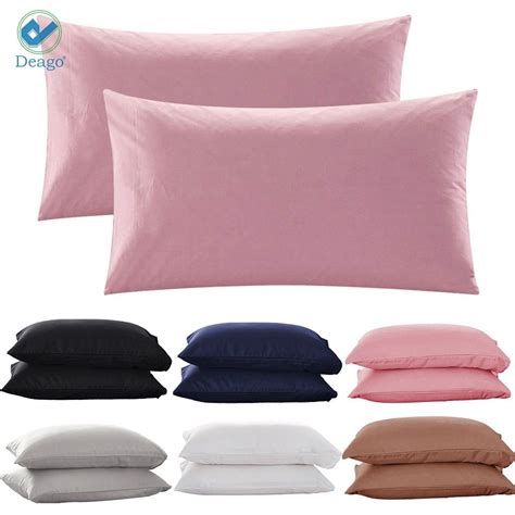Deago Set of 2 Ultra Soft Microfiber Bed Pillow Case Pillow Covers with ...