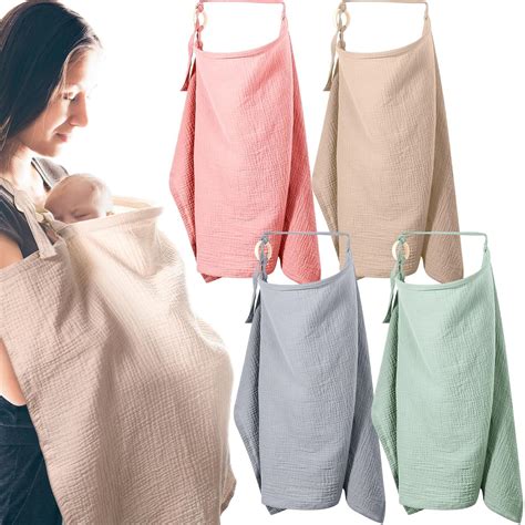 Amazon.com : Toulite 4 Pack Muslin Nursing Cover for Breastfeeding Soft ...