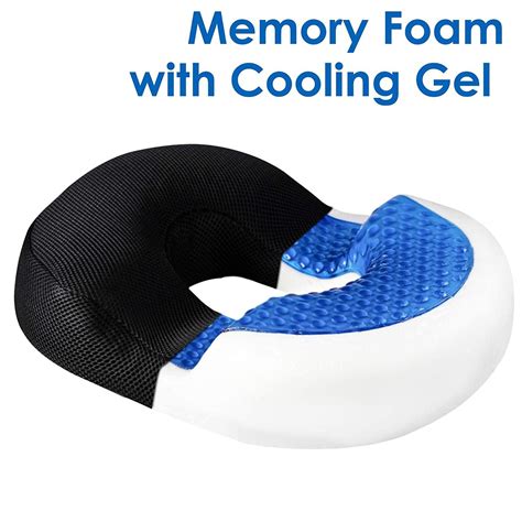 Blue Memory Foam Donut Pillow for Tailbone Pain Relief - Cool Gel ...