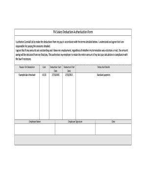 Fillable Online PA Salary Deduction Authorisation Form Fax Email Print ...