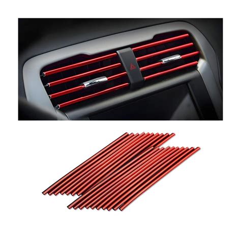 WEMOL 20 Pieces Red Universal Car AC Vent Outlet Decoration Strip ...