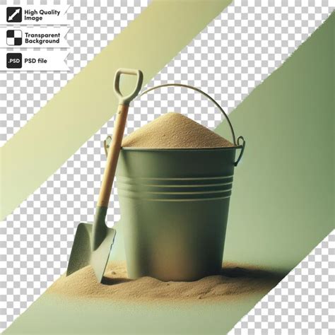 Balde PSD com areia e pá em fundo transparente | PSD Premium gerado com IA