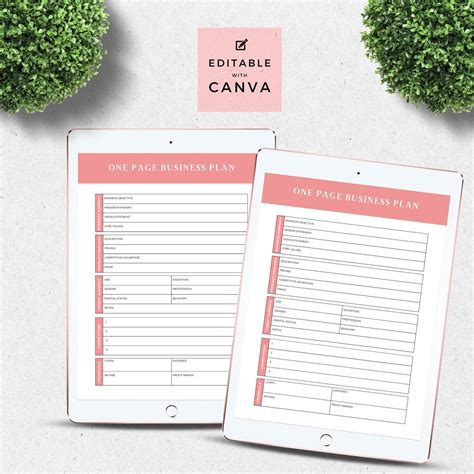 One Page Business Plan Template 的图像结果