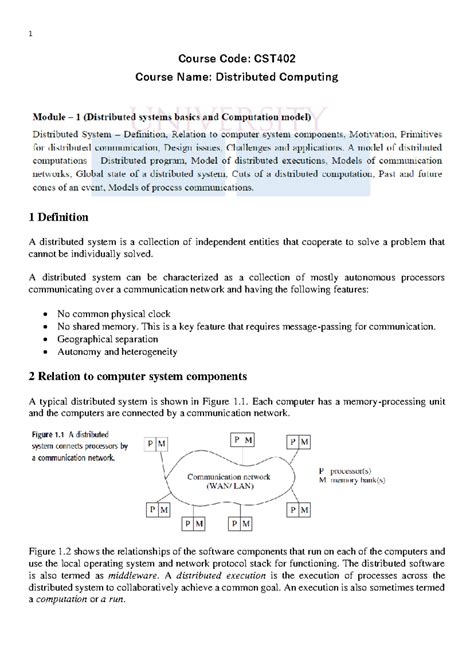 DC M1 - Course Code: CST Course Name: Distributed Computing 1 ...