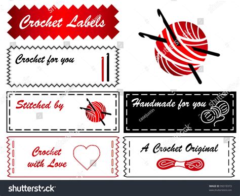 Crochet Sewing Labels With Copy Space To Add Your Name For Crocheting ...