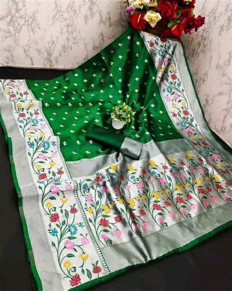 Smart Dark Green Paithani Silk Saree With Staring Blouse Piece ...