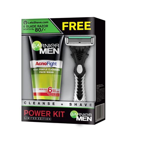Garnier Men Acno Fight Face Wash, 100g with Free Lets Shave Razor ...
