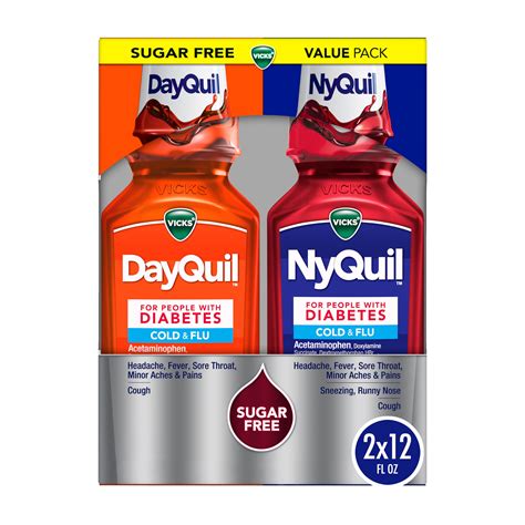 Amazon.com: VICKS DayQuil & NyQuil Diabetes Cold & Flu Relief Medicine ...