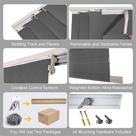 Buy LETAU Sliding Panels Track Blinds, 100% Blackout Made to Order ...