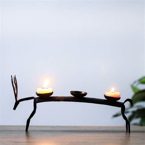 Deer - Bastar Tribal Wrought Iron Candle Stand Online in India