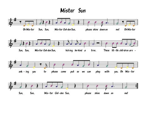 Mister Sun - Boomwhacker Play Along Video and Sheet Music | Teaching ...