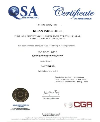 Certificates - Kiran Industries