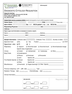 Diagnostic Cytology Requisition Form - Blank Fillable Template | Fill ...