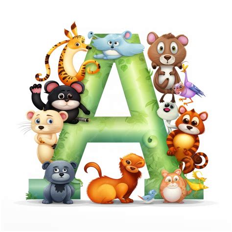 Premium Photo | Attractive Animal Alphabet A for Adorable Animals on a ...