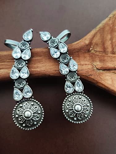 Buy Binnis Wardrobe Silver-Toned Ear Cuff Earrings (Leaf shape) at ...