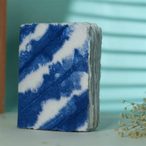 Buy Indigo mini Deckle edge notebook with Tie & Die print – Papernest