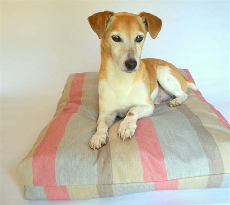 Red Blue Striped Sunbrella Canvas Dog Bed