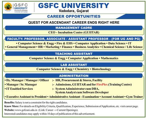 GSFC University Life Sciences Faculty Job Openings