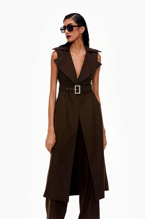 Ganache Brown Tailored Longline Waistcoat – Qua
