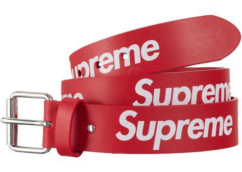 SUPREME REPEAT LEATHER BELT RED