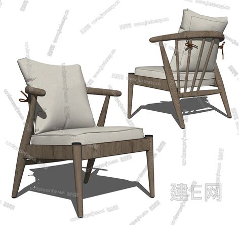 新中式休闲椅-sketchup模型_sketchup模型库_建E室内设计网!