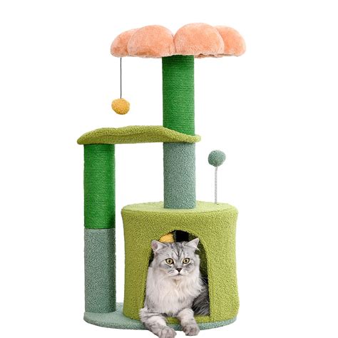 Buy PET WONDERLAND Cute Cat Tree 34 Inches Pink Flower Cat Tower with ...