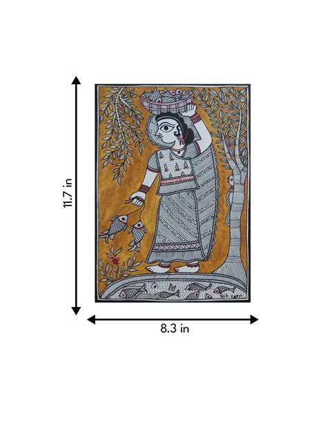 Goddess in Fishing Madhubani Painting