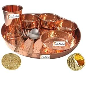 Prisha India Craft Handmade Indian Dinnerware Pure Copper Thali Set Dia ...