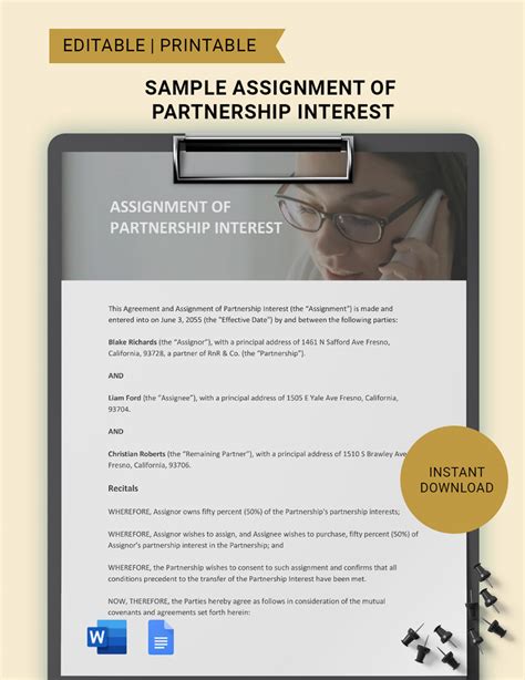 General Partnership Assignment Template 的图像结果