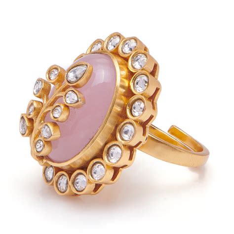 Loren Ring In Dusty Pink Hue (adjustable)