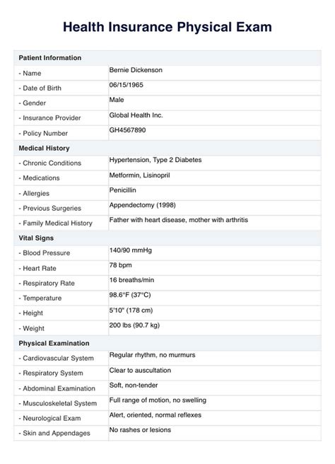 Patient Physical Examination Template Veterinary SOAP Notebook: