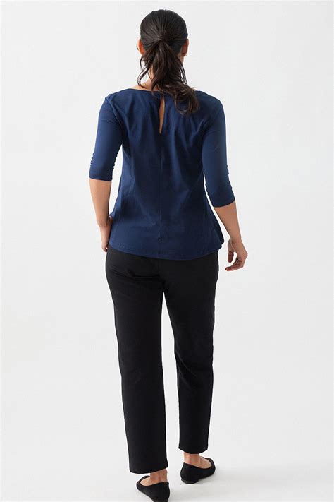 Women Tops | The Pima Flared Top for Women Deep Sea Blue