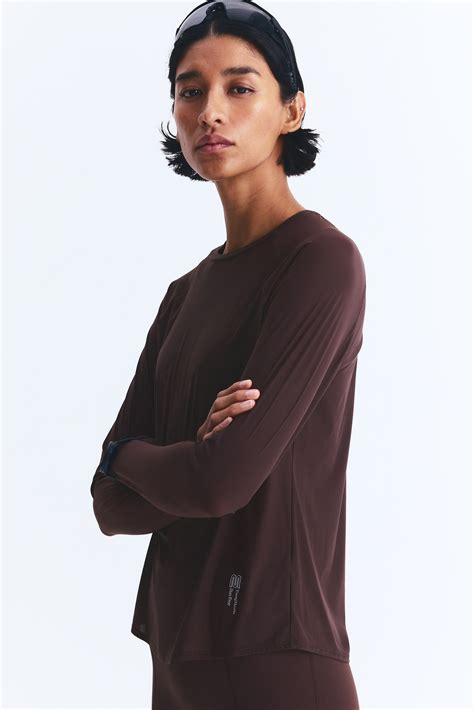 Women's Warm brown Running top with DryMove™ | H&M IN
