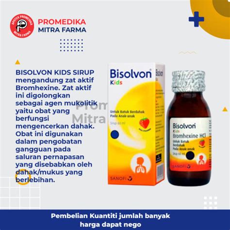 Jual Bisolvon Kids 60 ml Syrup Botol / Obat Batuk Pengencer Dahak Anak ...